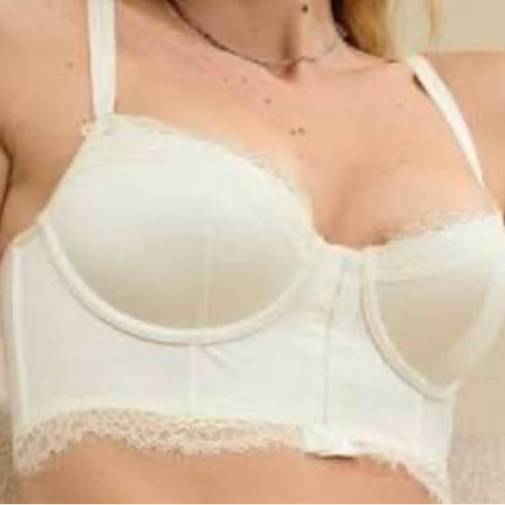 Aerie Show Off Shine Corset Balconette Bra in Soft Muslin (Off-White)